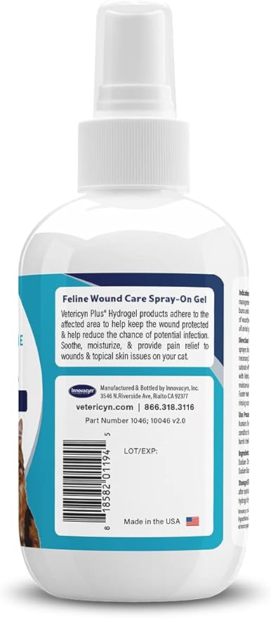 Vetericyn Plus Cat Wound Care Hydrogel Spray | Feline Healing Aid and Wound Protectant, Sprayable Gel to Relieve Cat Itchy Skin. 3 Ounces