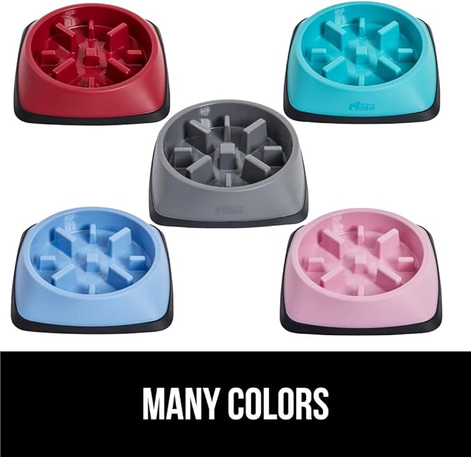 GORILLA GRIP Patented BPA Free Slow Feeder Dog Bowls, 4 Cup Interactive Puzzle Toy for Dogs and Cats Food Training Enrichment, Keeps Pets Busy and Prevents Puppy Overeating, Large Breeds, Light Blue
