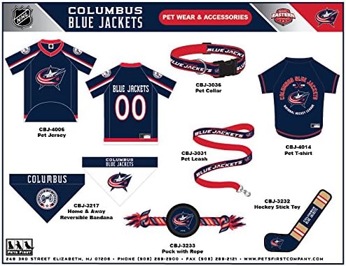 Pets First NHL Columbus Blue Jackets Jersey for Dogs & Cats, Small. - Let Your Pet Be A Real NHL Fan!