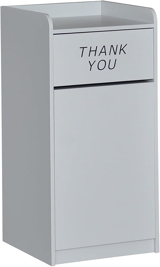 Flash Furniture Sony Laminate Wood Tray-Top Commercial Grade Trash Receptacle in Gray