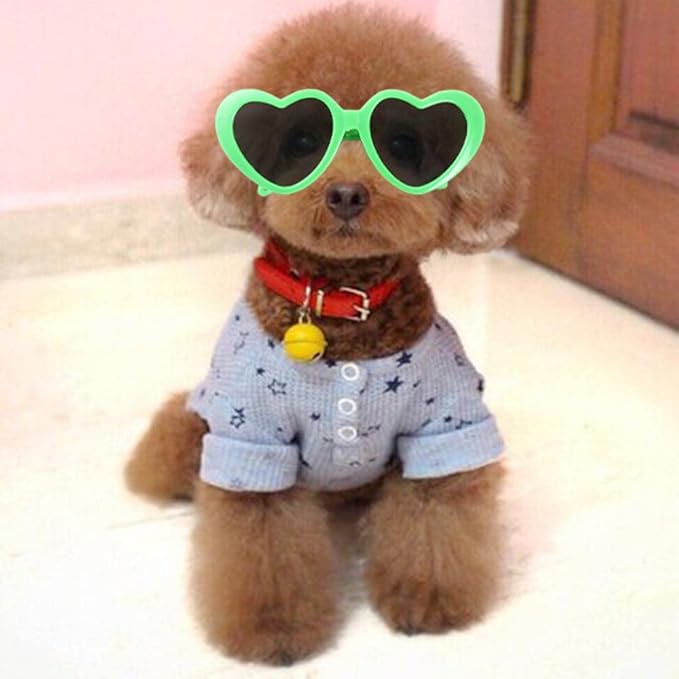 Vctitil 9 Pcs Dog Cat Sunglasses Cute Heart Pet Glasses Photo Props Eyewear Multicolor Cosplay Glasses Dolls Sunglasses Pet Accessories