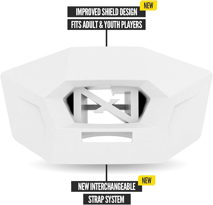 Nxtrnd One Pro Football Mouth Guard, Interchangeable Strap, Fits Adult & Youth (White)