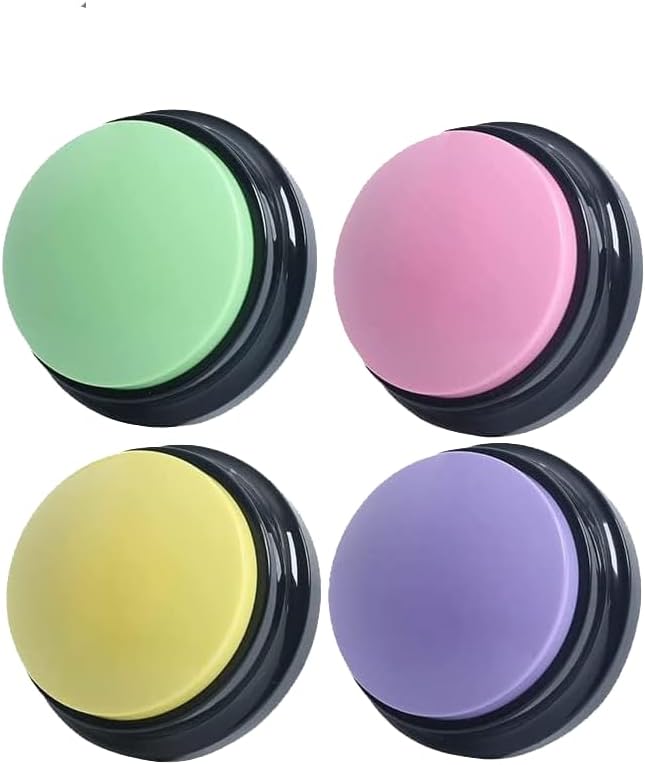 Voice Recording Button, 30 Second Record Button for Dog Pet Interactivity, Gift for Friend, Family, 4 Color Purple, Green, Yellow, Pink