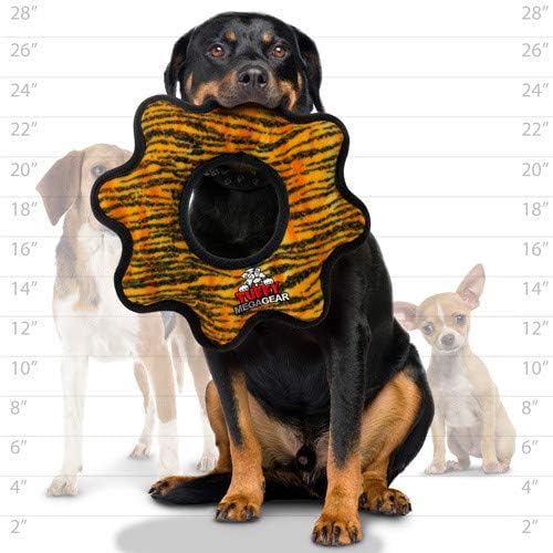 TUFFY - World's Tuffest Soft Dog Toy - MEGA -Multiple Layers. Made Durable, Strong & Tough. Interactive Play (Tug, Toss & Fetch). Machine Washable & Floats (Gear Ring Tiger, Large 2 Pack)