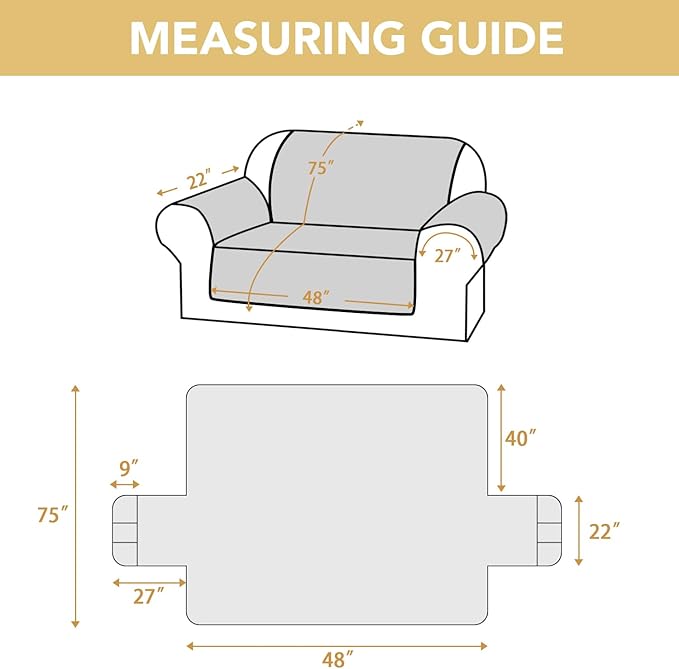 H.VERSAILTEX 100% Waterproof Sofa Cover 2 Cushion Couch Thick Durable Couch Covers for Dogs Triple Non-Slip Furniture Protector Cover with Elastic Straps for Pet Cat(Loveseat, French Oak)