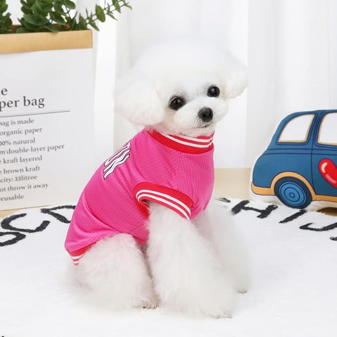 Dog Clothes Basketball Mesh Breathable T-Shirt,Pet Clothes Puppy Sportswear Spring/Summer Fashion Dog Shirt. (Pink, Large)