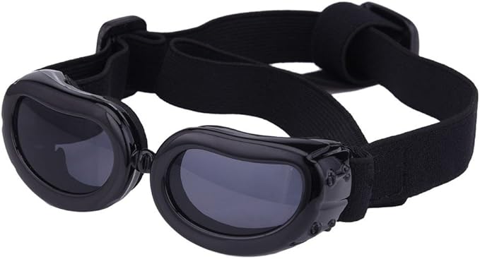 Outdoor Dog Sunglasses Anti-UV Eye Protection Goggles Waterproof Windproof Anti-Fog for Small Pet Puppy Cat (Black)