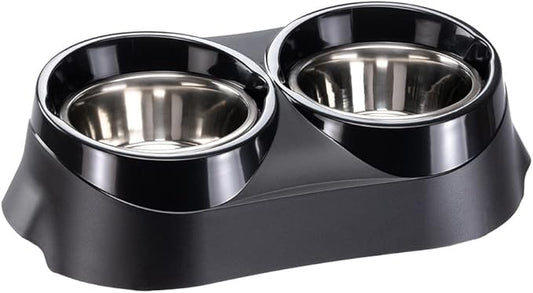 Ferplast Duo Feed Dog Bowl Holder with 2 Stainless Steel Dog Bowls - Non-Slip, Eco-Friendly Double Feeding System for Dogs, 3,6 Liter
