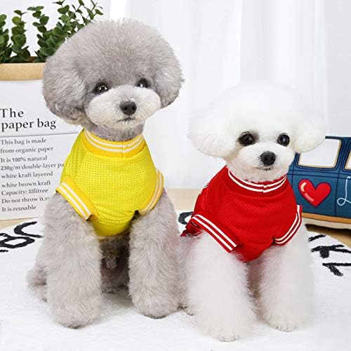 Dog Clothes Basketball Mesh Breathable T-Shirt,Pet Clothes Puppy Sportswear Spring/Summer Fashion Dog Shirt. (Red, Large)
