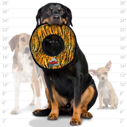 TUFFY - World's Tuffest Soft Dog Toy - MEGA -Multiple Layers. Made Durable, Strong & Tough. Interactive Play (Tug, Toss & Fetch). Machine Washable & Floats (Ring Tiger, Large 2 Pack)