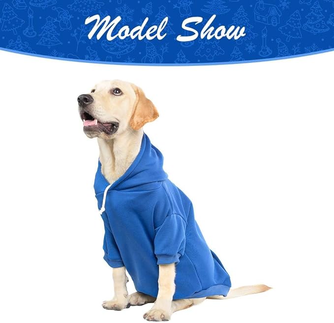 KOOLTAIL Dog Hoodie for Large Medium Small Dogs,Soft and Warm Pet Sweater with Leash Hole and Pocket Boy Girl,Puppy Fall Winter Jacket Clothes,French Pitbull Cold Weather Coat Sweatshirt,Blue XL