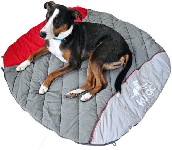 Kurgo Canyon Puffer Pup Sack, Travel Dog Bed for The Outdoors, Pet Sleeping Bag for Camping and Hiking, Packable with Stuff Sack, Durable, Water-Resistant