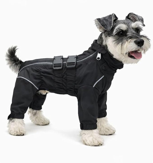 Lovelonglong Waterproof Dog Raincoat – 4-Leg Full Body Dog Rain Suit with Reflective Strips & Leash Opening, Outdoor Dog Jacket for Rainy Weather