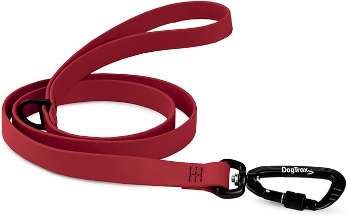 DogTraxs - Essential Dog Leash - Biothane Training Lead - for Small-Large Dogs - Waterproof & Odor Resistant - Self Locking Swivel Carabiner Durable - Made in USA - 4 Feet - Maroon