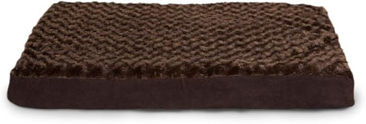 FurHaven Supportive Cooling Memory Foam Classic Mattress Dog Bed with Washable & Removable Cover - Plush Faux Fur/Suede Mattress - Chocolate, Dogs Up to 55 lbs - Large