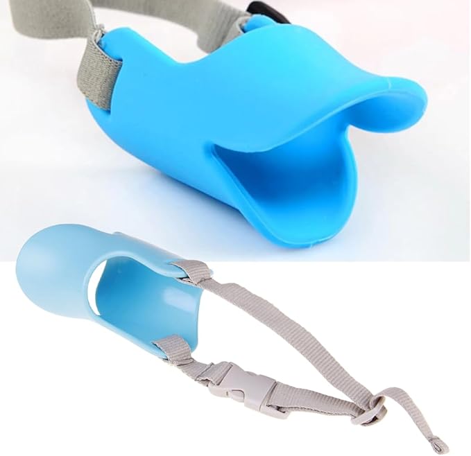 Dog Muzzle,Anti Bite Duck Mouth Shape Dog Mouth Covers,Soft Duck Silicone MouthCover with Adjustable Strap,Small Medium Dogs Muzzle Mask to Prevent Barking,Biting,Chewing(Blue,M:11cm/4.33inch)
