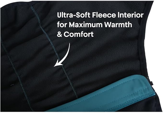 Winter Waterproof Dog Snowsuit – Full Body Outdoor Jacket with Leash Ring, Fleece Lining, Windproof Reflective 4-Leg Dog Coat for Small to Large Dogs Teal Blue L