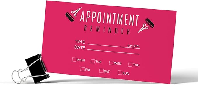 Andaz Press Fuchsia Hair Salon Appointment Business Cards for Hair Salon, Client Reminder, Beauty Parlor, Beauty Salon, Hairstyling, Hairdressing, Haircut, Cosmetologists Bulk 100 Cards, 2 x 3.5-Inch