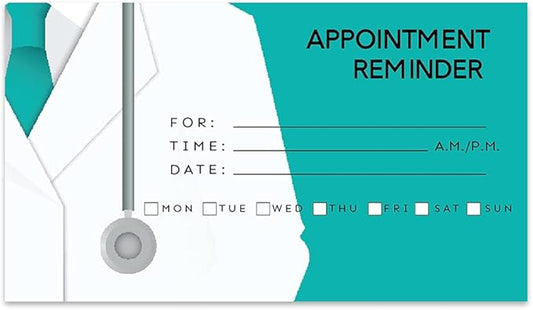 Andaz Press Medical Appointment Business Cards for Medical Office, Client Reminder, Patient, Healthcare Office, Clinic, Surgeon, Pediatrics, Therapy, Doctors Office, Bulk 100 Cards, 2 x 3.5-Inch