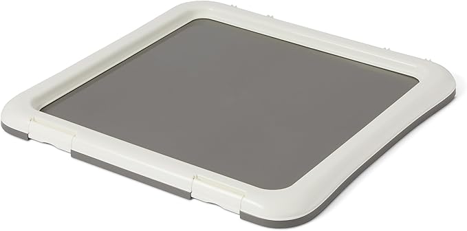 Amazon Basics Dog Training Pad Holder with Secured Latches, Extra Thick and Non-Slip Base, Recycled Plastic, 24 inch, Small, White and Charcoal
