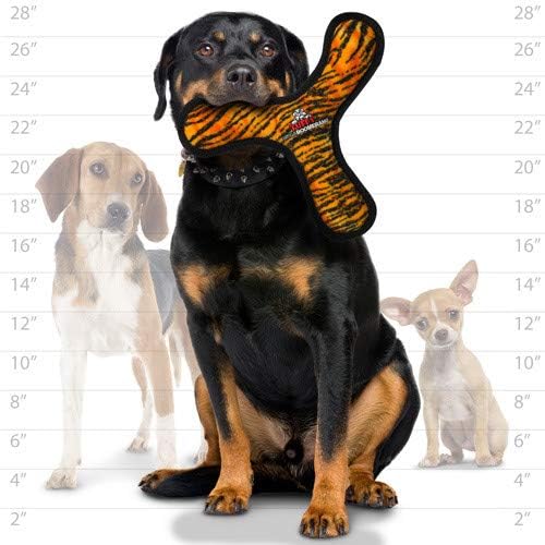 TUFFY - World's Tuffest Soft Dog Toy - MEGA -Multiple Layers. Made Durable, Strong & Tough. Interactive Play (Tug, Toss & Fetch). Machine Washable & Floats (Boomerang Tiger, Large 2 Pack)