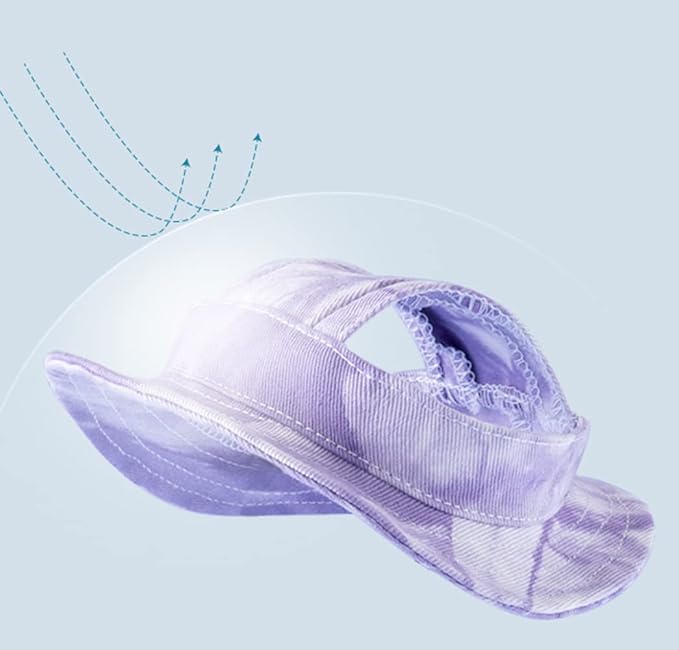 Round Brim Princess Hat Visor Hat Pet Dog Mesh Porous Sun Hat with Ear Holes for Small, Extra Small Dog Teddy, Pug, Chihuahua, Shih Tzu, Yorkshire Terriers, Papillon T-Purple S