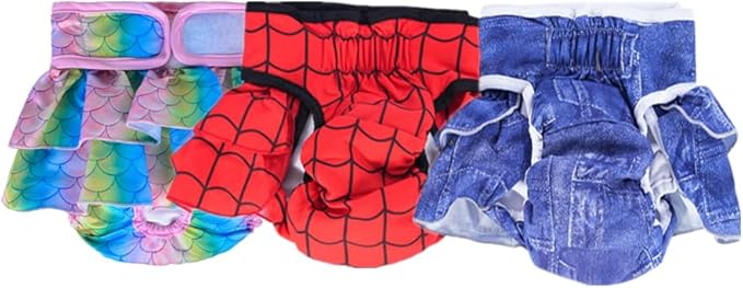 Dogs Physiological Pants,3 Reusable Diapers,Reusable Dog Diapers Female,Washable Diapers（3 Pieces * L Size，Waist Circumference Between 19-25.5 inches）