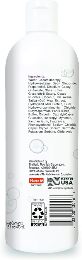 Hartz True Coat Curly or Wavy Coat Specific Dog Shampoo, Detangles & Conditions with Oat Milk, Coconut Oil & Shea Butter