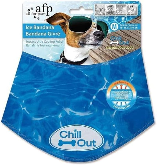 ALL FOR PAWS Dog Cooling Bandana, Cooling Bandanas for Medium Dogs, Ice Dog Bandanas, Cooling Neck Wraps for Dogs, Chill Out Blue Neck Cooler (S)