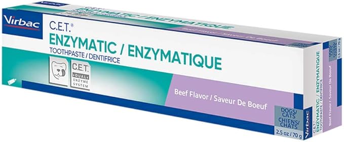 Virbac Plaque Tartar Control Enzymatic Dog and Cat Toothpaste, 2.5 oz, Beef