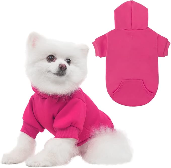 KOOLTAIL Dog Hoodie for Large Medium Small Dogs,Soft and Warm Pet Sweater with Leash Hole and Pocket Boy Girl,Puppy Fall Winter Jacket Clothes,French Pitbull Cold Weather Coat Sweatshirt,Deep Pink M
