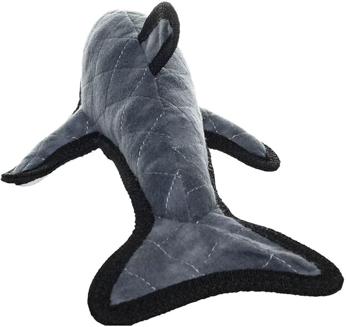 TUFFY - World's Tuffest Soft Dog Toy - Ocean- Squeakers - Multiple Layers. Made Durable, Strong & Tough. Interactive Play (Tug, Toss & Fetch). Machine Washable & Floats. (Dolphin, Large 2 Pack)