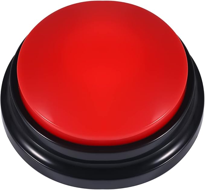 Pet Communication Button for Dogs, 30 Seconds Voice Recording Button Dog Pet Training Buzzer Pet Interactivity Device Dog Bells for Potty Training, Not Include Batteries (Red)