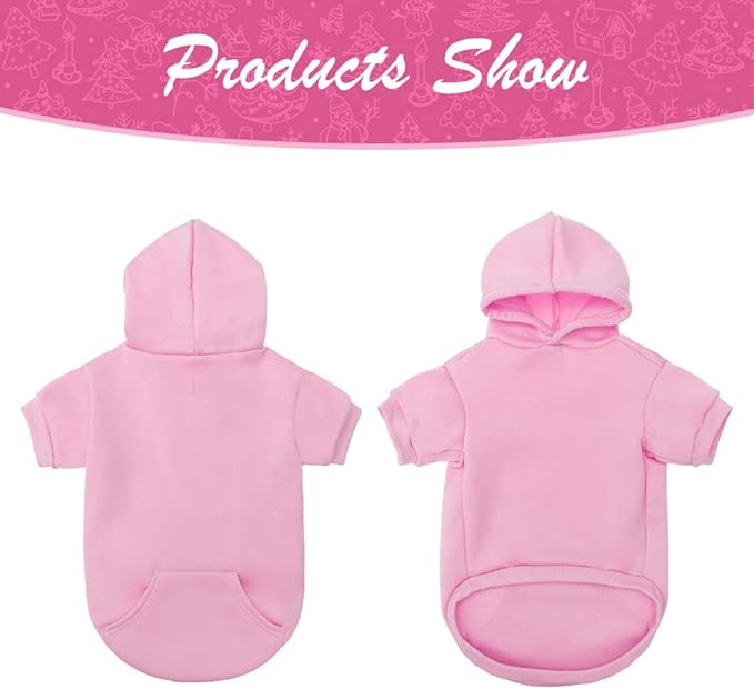 KOOLTAIL Dog Hoodie for Large Medium Small Dogs, Soft and Warm Pet Sweater with Leash Hole and Pocket Boy Girl, Puppy Fall Winter Jacket Clothes, French Pitbull Cold Weather Coat Sweatshirt, Pink XL