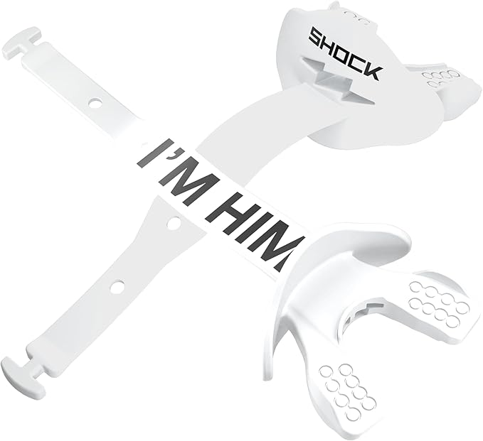 Shock Doctor Bolt Lipguard, Adult Mouth Guard Football with Strap. Mouthguard One Size Fits All