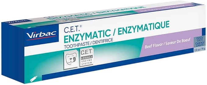 Virbac Plaque Tartar Control Enzymatic Dog and Cat Toothpaste, 2.5 oz, Beef