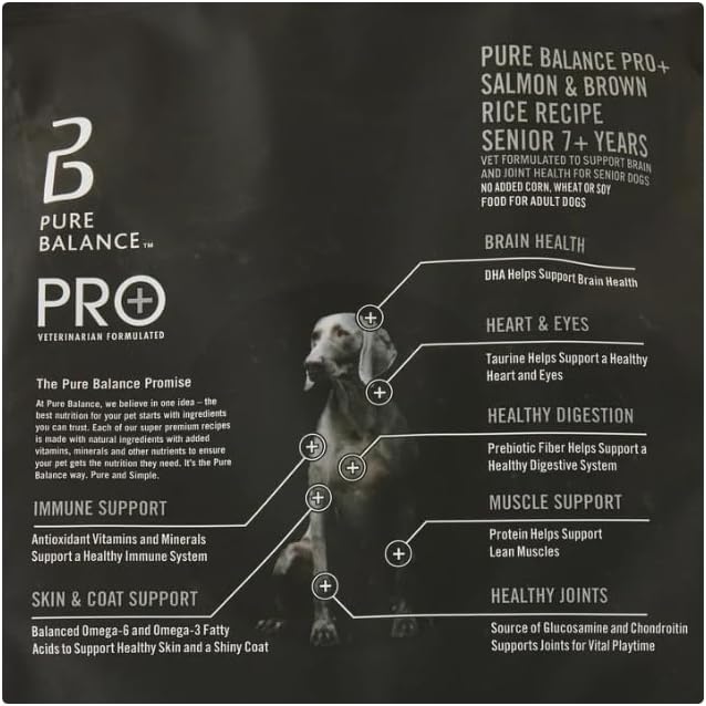 (1 Pack) – Pure–Balance Pro+ Senior Salmon & Brown Rice Recipe Dry Dog Food – 8 Lbs – Nutrient-Rich, Vet-Formulated Kibble for Brain, Joint & Heart Health in Senior Dogs.
