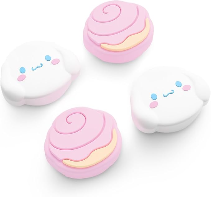 Thumb Grip Caps Compatible with Nintendo Switch 2, Silicone Joystick Grip Caps for Switch 2025, 4pcs, Cute Dog Style, Pink & White