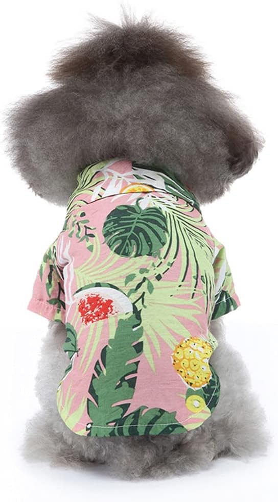 Tangpan Summer Pet Daisy Hawaiian Beach Plaid Print Shirts Clothes for Dog S07 Pink S