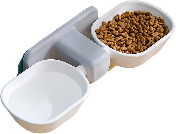 Dog Proof Cat Bowls, Wall Mounted Cat Food and Water Double Bowls Set, Elevated Pet Dish Feeding Station, White