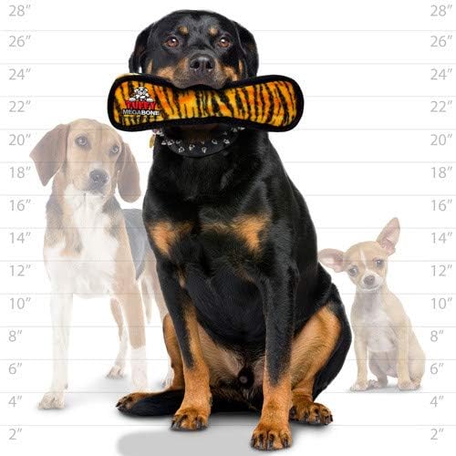 TUFFY - World's Tuffest Soft Dog Toy - MEGA - Squeakers - Multiple Layers. Made Durable, Strong & Tough. Interactive Play (Tug, Toss & Fetch). Machine Washable & Floats (Bone Tiger, Large 2 Pack)