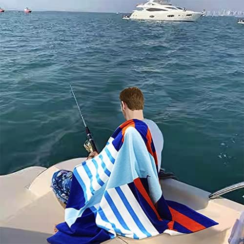 YIFONTIN 4-Pack Beach Towels 100% Cotton Extra Large XL 34"x63" Soft Absorbent Velour Throw Blanket Gift for Bath Holiday Swimming Pool Sports Camping Picnic Yoga, Dolphin Shark Vessel.