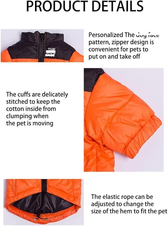 Dog Winter Coat Duck Down Jacket for Small Medium Dogs-Thicken Dog Coat Windbreaker Puppy Winter Clothes for Cold Weather Snowday (Orange, X-Large)