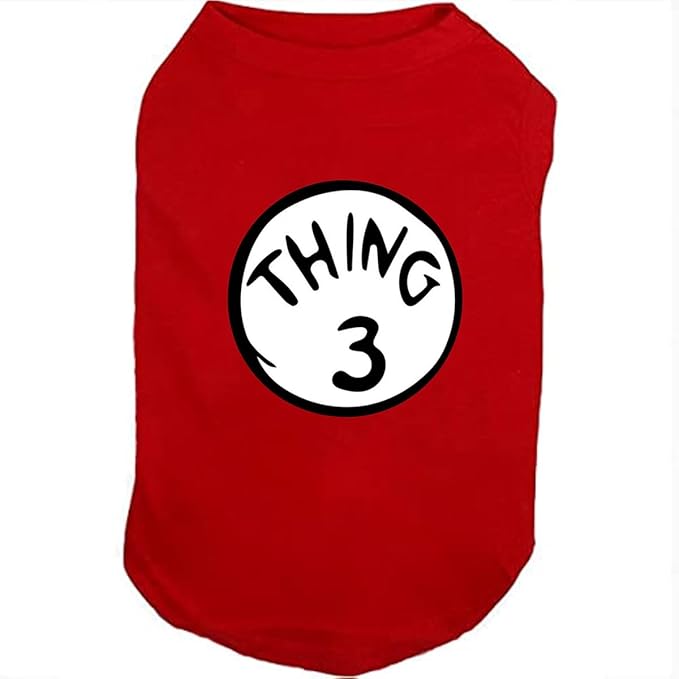 Dog Shirts for Pet Clothes Soft Breathable Puppy Shirts Pop Culture Thing 1 to Thing 9 Printed Pet T-Shirt (RED-3, Medium)
