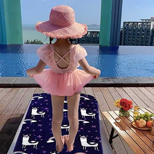 YIFONTIN Kids Beach Towel Super Soft Absorbent Throw Blanket 100% Cotton 24”X48” for Kids Swimming Bath Travel Sports Holiday Camping and Picnic, Alpaca Starry Sky.