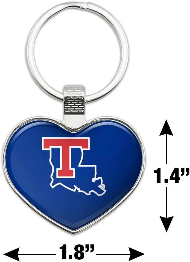 Louisiana Tech University Bulldogs Logo Keychain Heart Love Metal Key Chain Ring