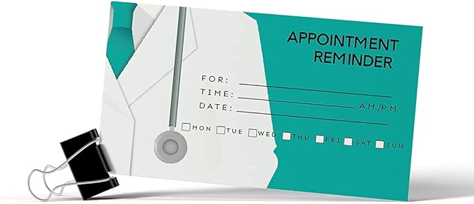 Andaz Press Medical Appointment Business Cards for Medical Office, Client Reminder, Patient, Healthcare Office, Clinic, Surgeon, Pediatrics, Therapy, Doctors Office, Bulk 100 Cards, 2 x 3.5-Inch