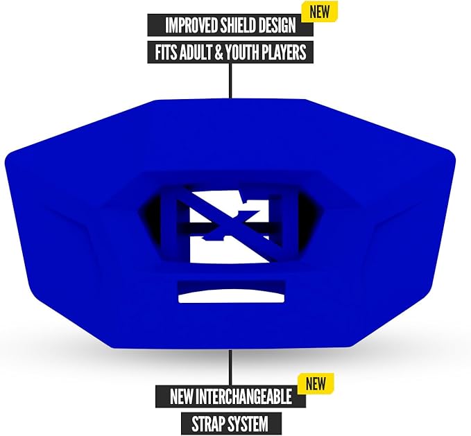 Nxtrnd One Pro Football Mouth Guard, Interchangeable Strap, Fits Adult & Youth (Blue)