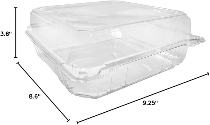Karat Clamshell Take Out Food Containers [9.3"x8.6" - 200 ct] Durable, Stackable, Crack-Resistant To Go Boxes | Translucent