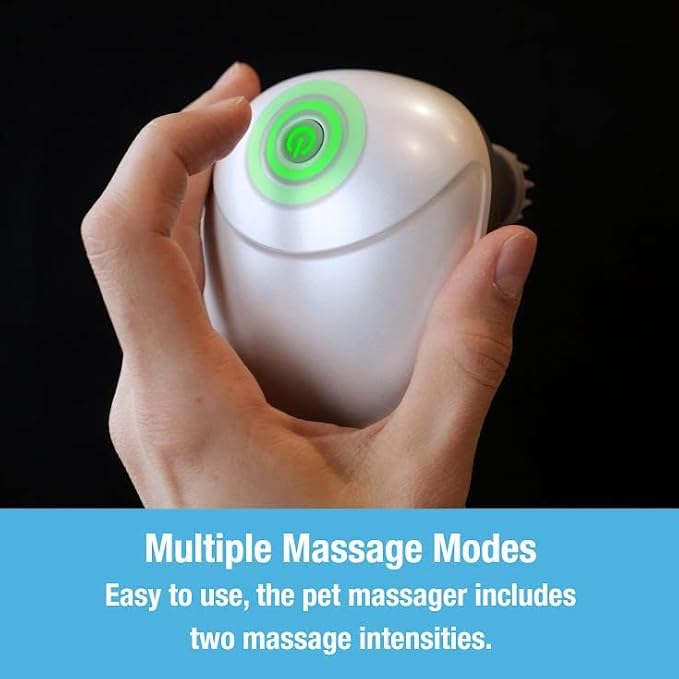 Tilcare Handheld Pet Massager for Dogs and Cats Electric Cat and Dog Massage Tool - Head and Back Scratcher for Relieving Tension, Tight Muscles and Stiffness with Four Rotating Massage Heads